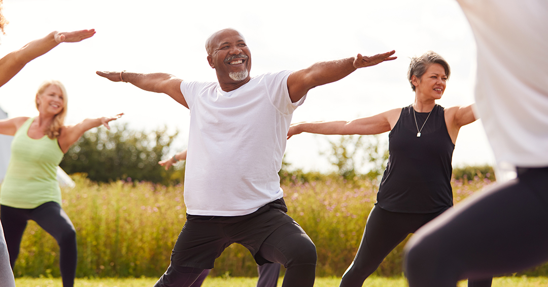 elderly man working out